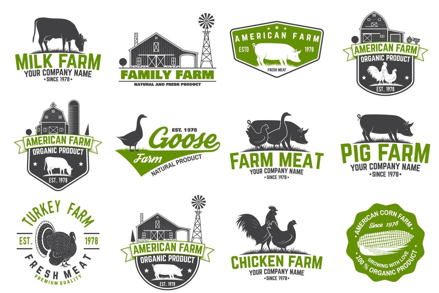 Amerikaans boerderij insigne of label. vector illustratie.