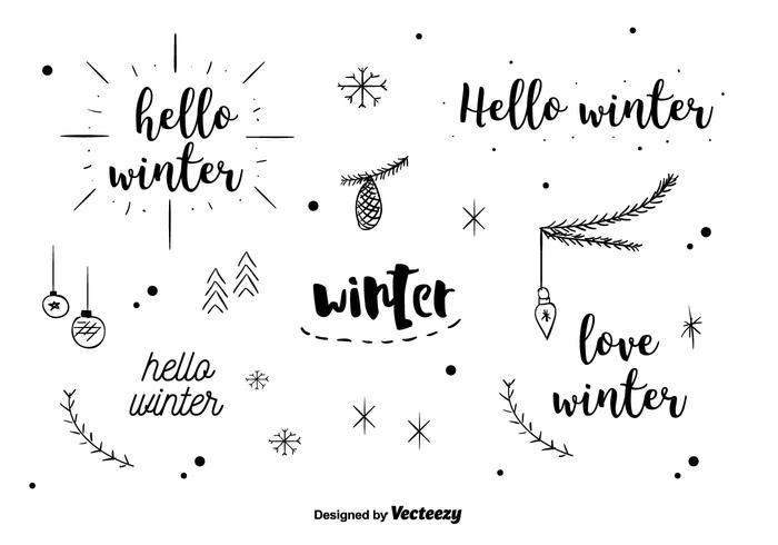 Winter labels vector