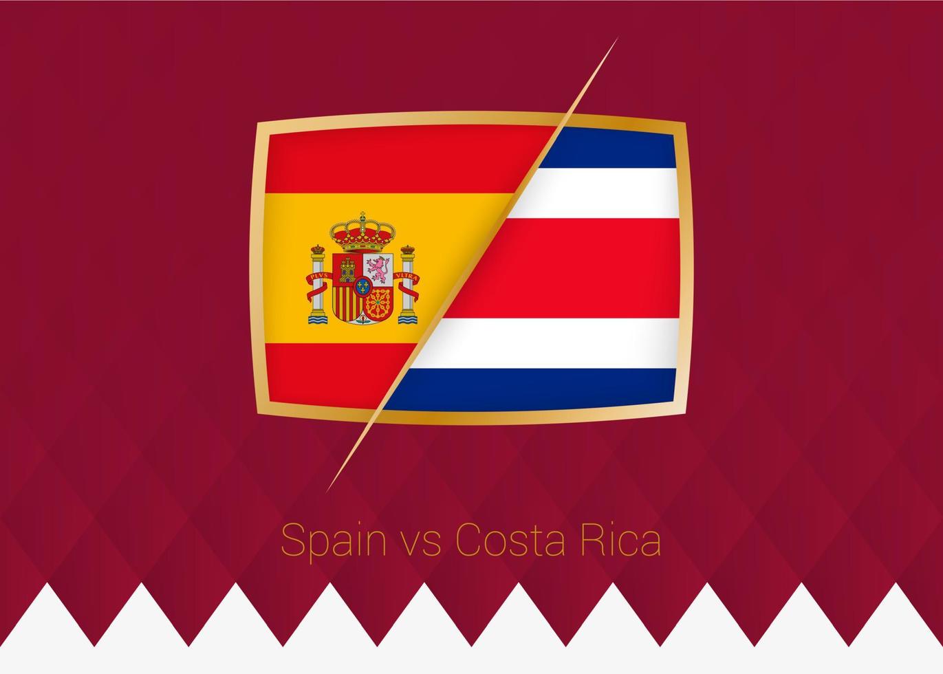 Spanje vs costa rica, groep stadium icoon van Amerikaans voetbal wedstrijd Aan bordeaux achtergrond. vector