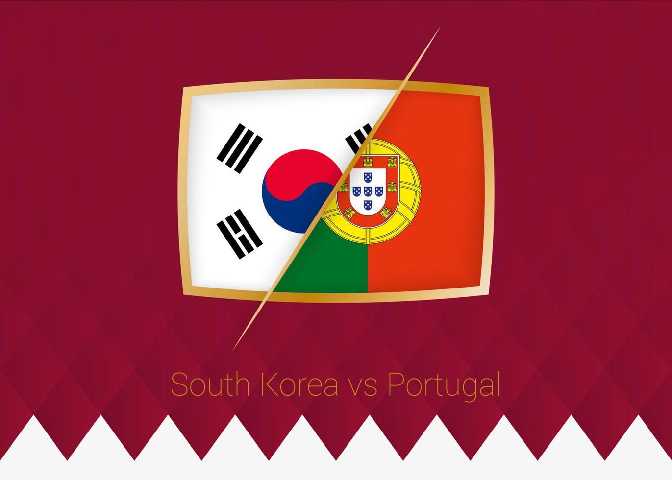 zuiden Korea vs Portugal, groep stadium icoon van Amerikaans voetbal wedstrijd Aan bordeaux achtergrond. vector