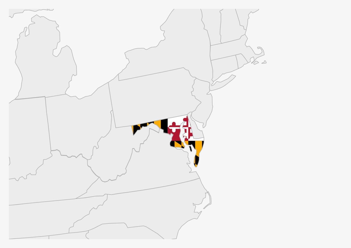 ons staat Maryland kaart gemarkeerd in Maryland vlag kleuren vector