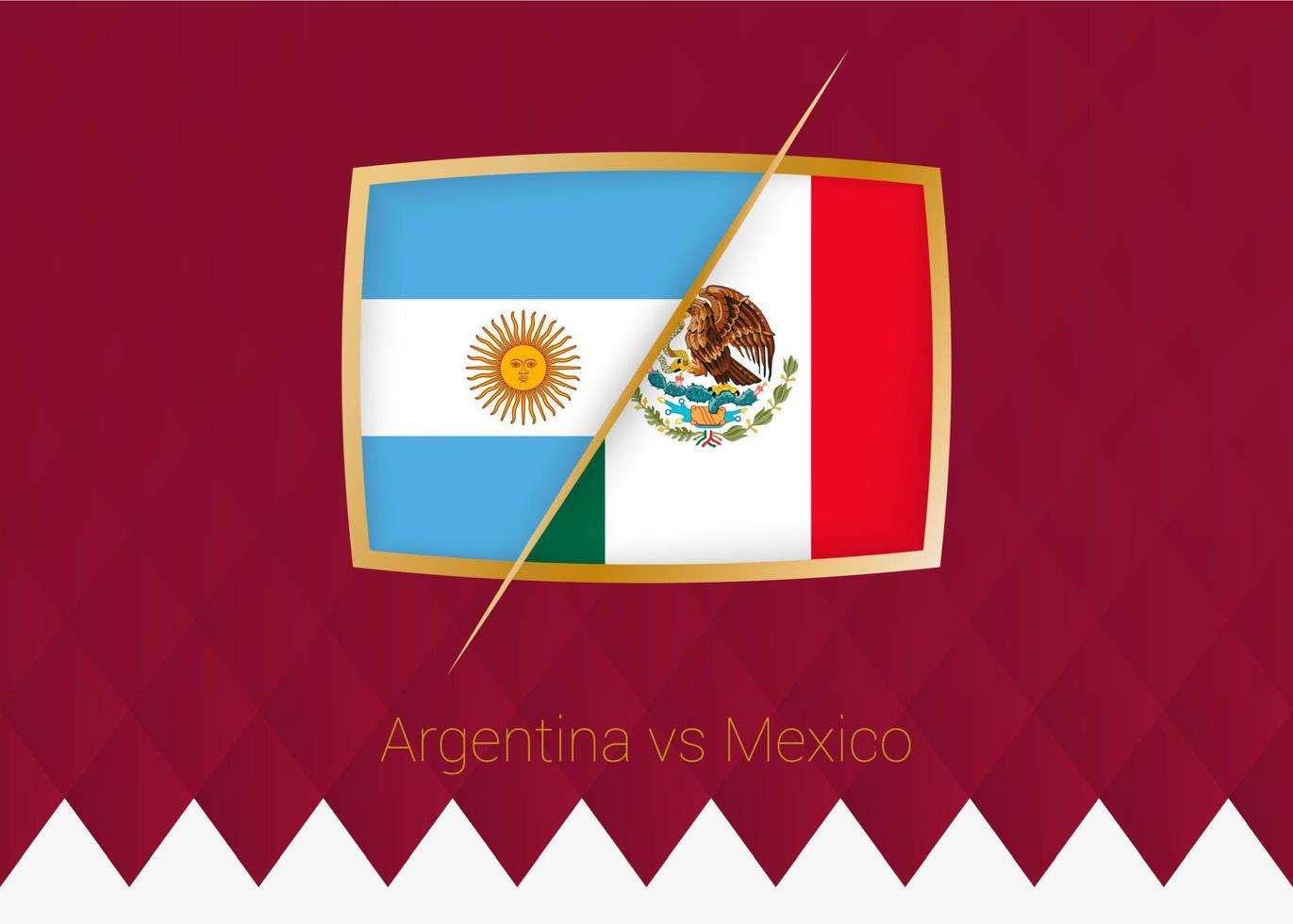 Argentinië vs Mexico, groep stadium icoon van Amerikaans voetbal wedstrijd Aan bordeaux achtergrond. vector