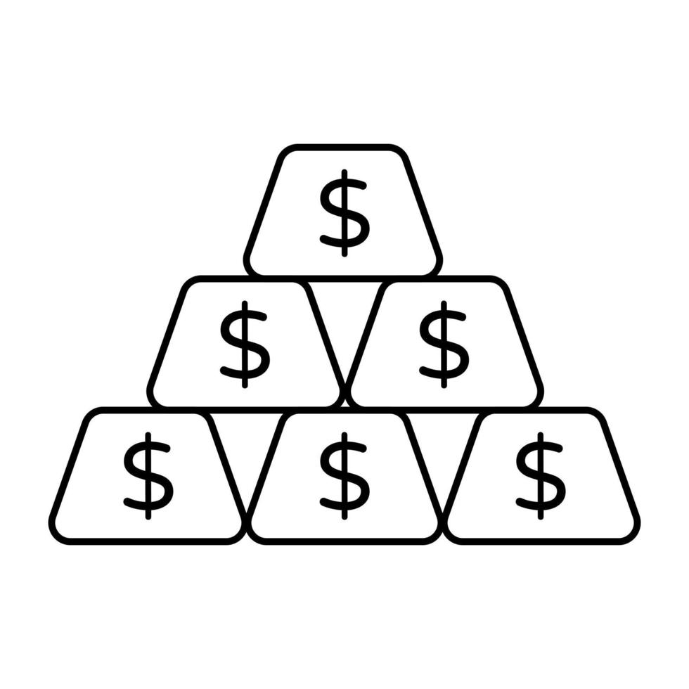 een bewerkbaar ontwerppictogram van ingots vector