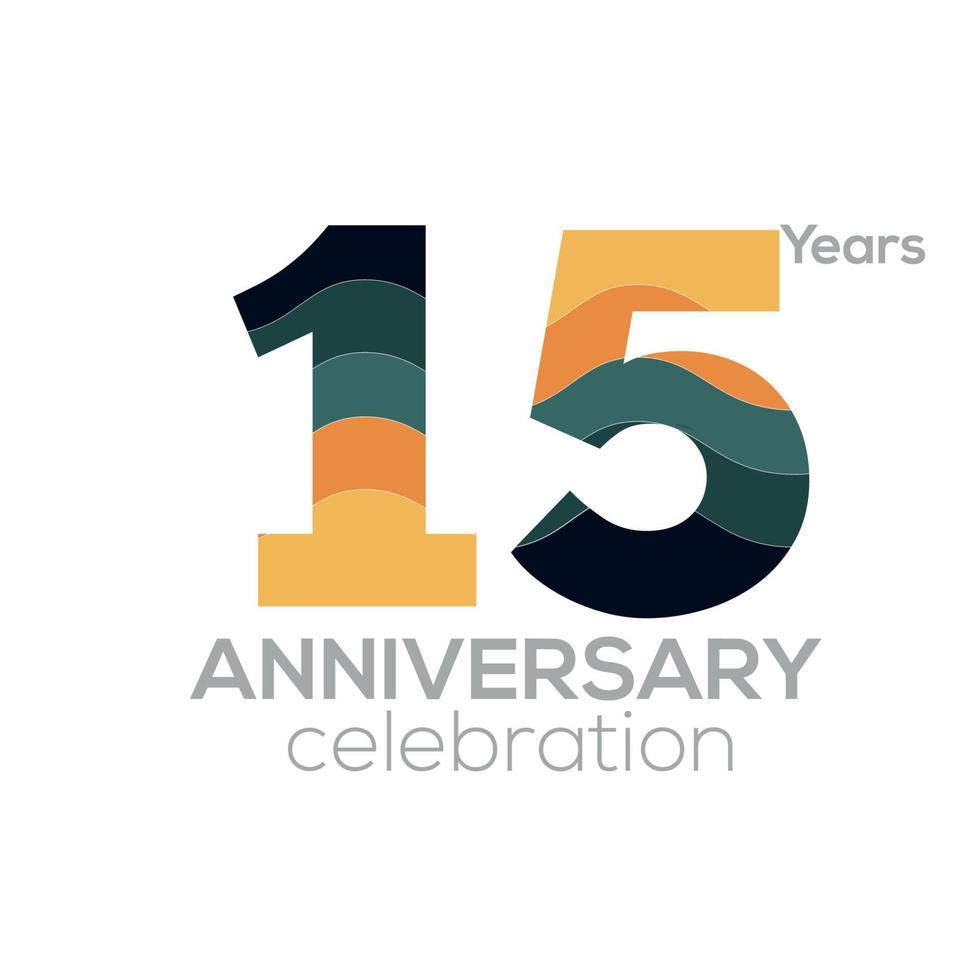 15e verjaardag logo ontwerp, aantal 15 icoon vector sjabloon.minimalist kleur paletten