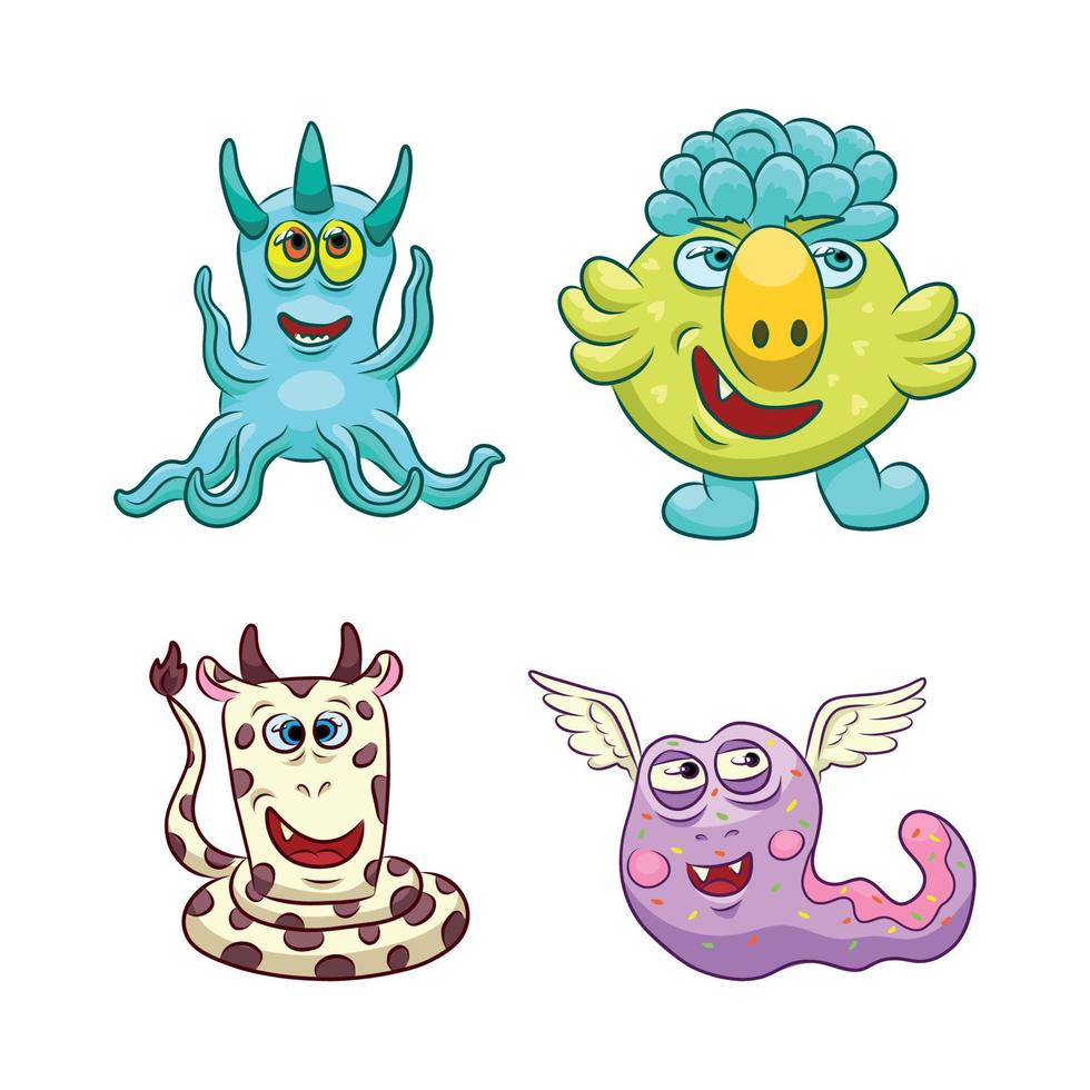 set tekenfilmmonsters vector