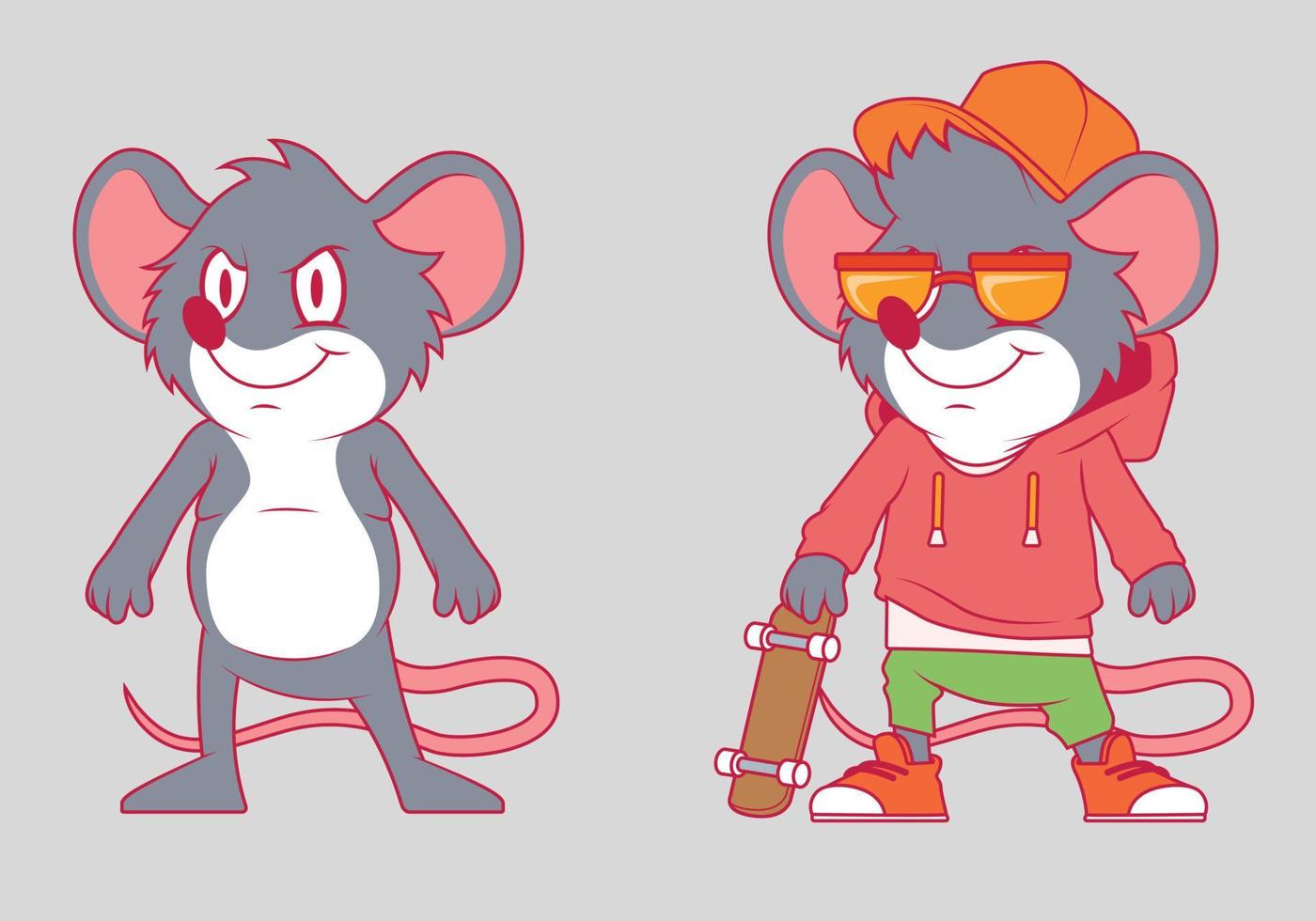 Rat karakter met en zonder kleren vector illustratie. mascotte, merk, koel ontwerp concept.