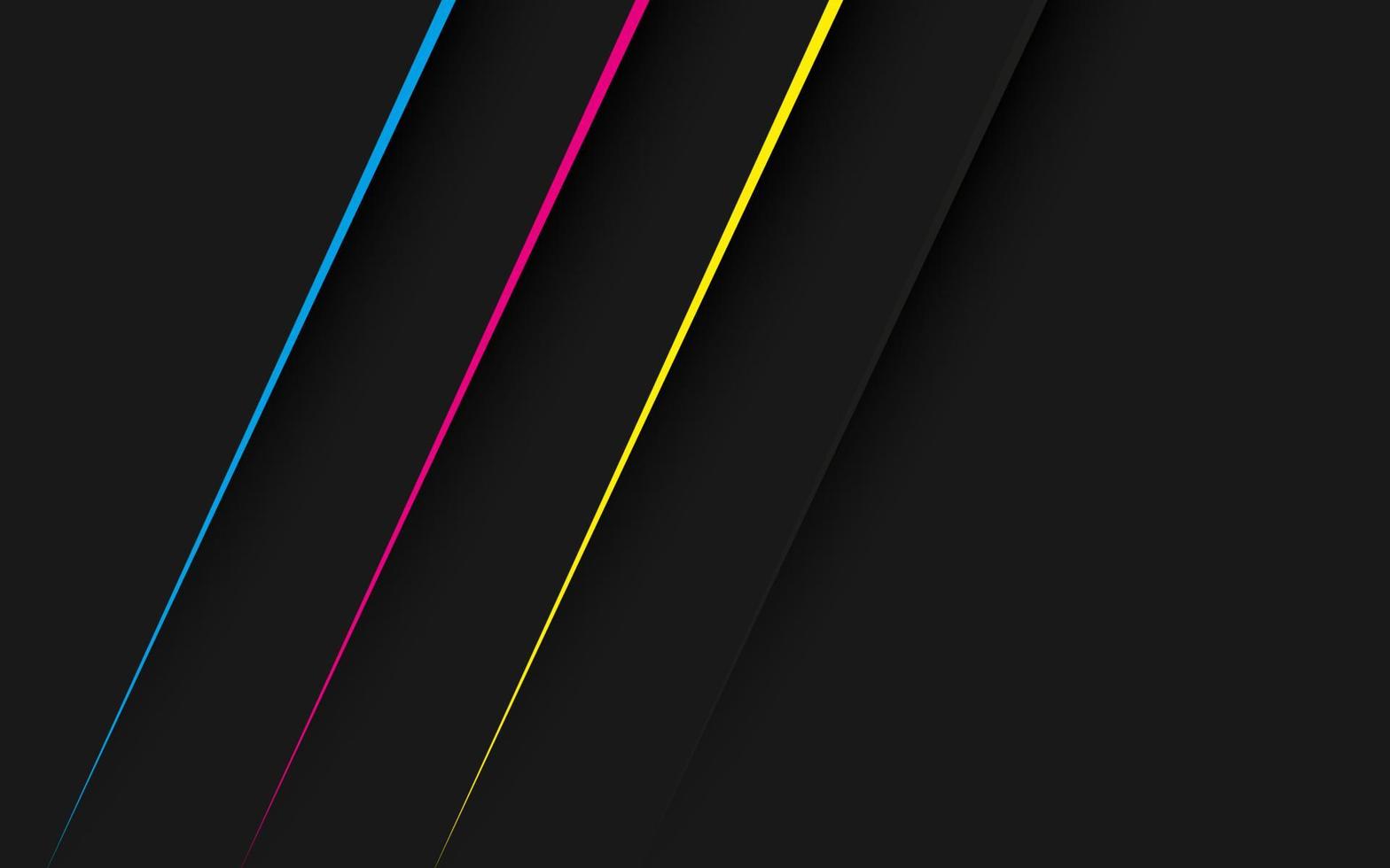 zwarte abstracte moderne achtergrond met lijnen in CMYK-kleuren. donkere huisstijl met lege plek voor uw tekst. moderne vectorillustratie vector