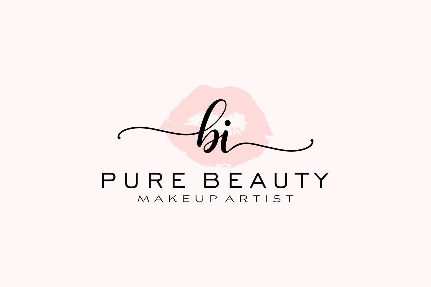 eerste bi waterverf lippen premade logo ontwerp, logo voor bedenken artiest bedrijf branding, blozen schoonheid winkel logo ontwerp, schoonschrift logo met creatief sjabloon. vector