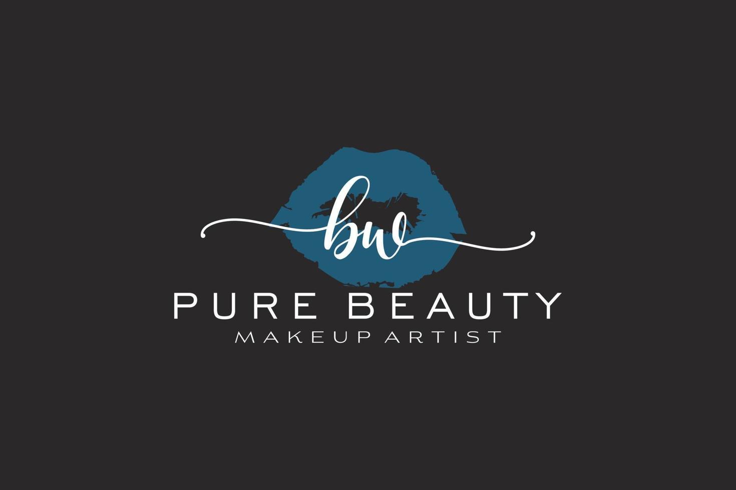 eerste bw waterverf lippen premade logo ontwerp, logo voor bedenken artiest bedrijf branding, blozen schoonheid winkel logo ontwerp, schoonschrift logo met creatief sjabloon. vector