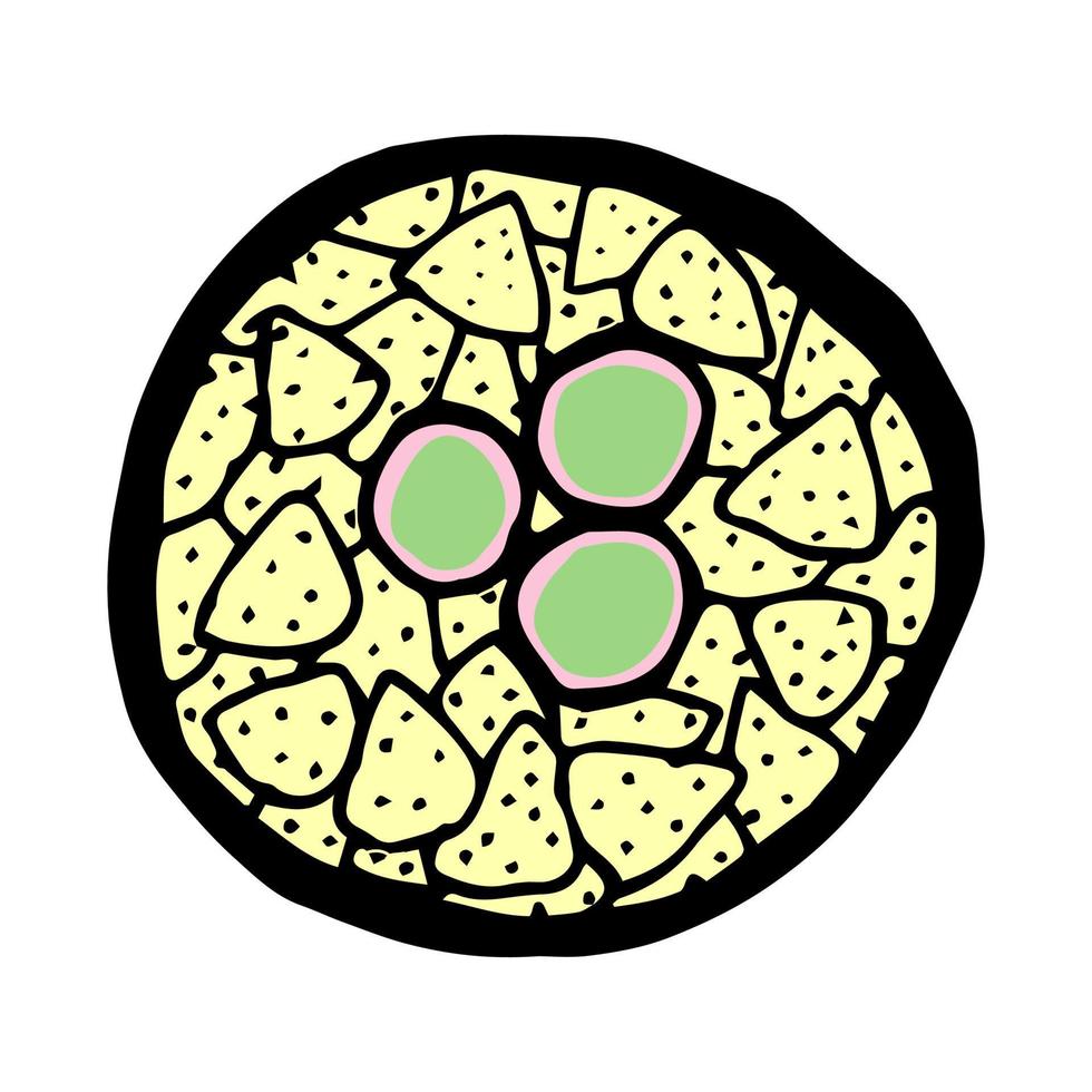 nacho's met guacamole, tekening vector