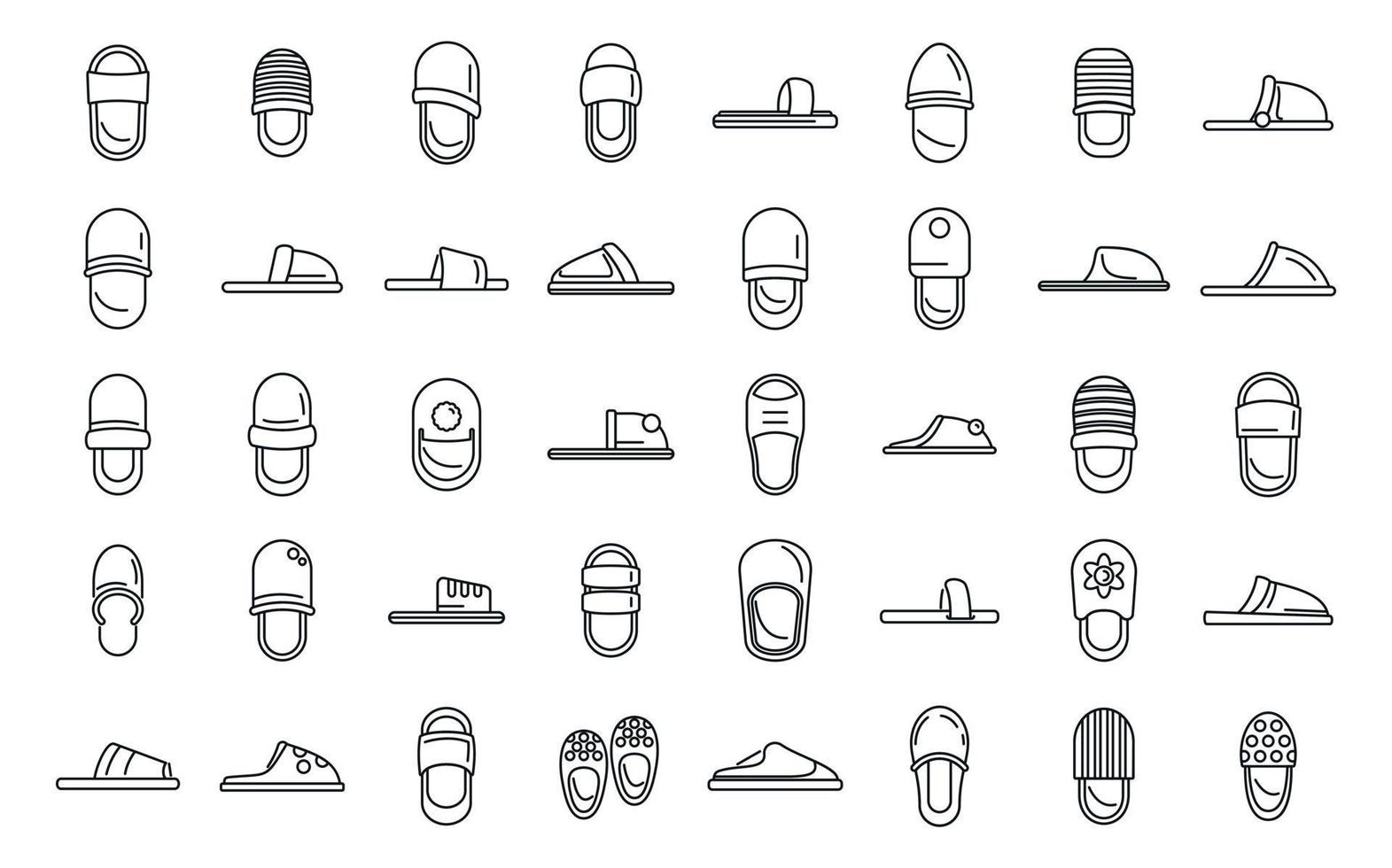 huis slippers pictogrammen reeks schets vector. bagageruimte medeplichtig vector