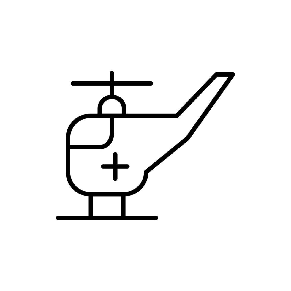 gemakkelijk vector geïsoleerd pictogram getrokken met zwart dun lijn. bewerkbare beroerte voor web plaatsen, advertenties, winkels, winkels. vector lijn icoon van helikopter