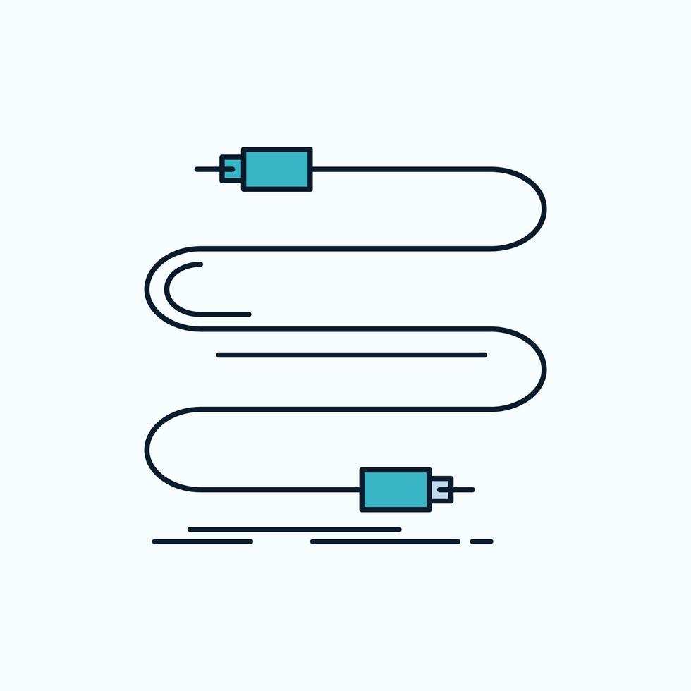 geluid. kabel. koord. geluid. draad vlak icoon. groen en geel teken en symbolen voor website en mobiel toepassing. vector illustratie