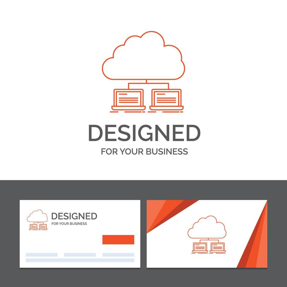 bedrijf logo sjabloon voor wolk. netwerk. server. internetten. gegevens. oranje bezoekende kaarten met merk logo sjabloon vector