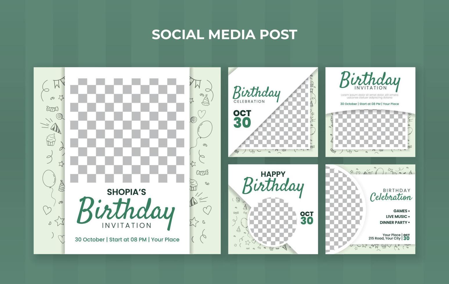 verjaardag uitnodiging sociaal media post sjabloon. geschikt voor verjaardag viering en verjaardag evenement vector