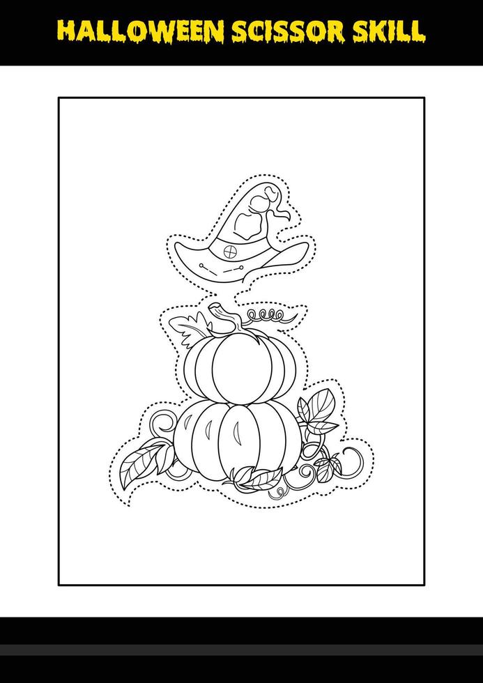 halloween schaar vaardigheid voor kinderen. halloween schaar vaardigheid kleur bladzijde voor kinderen. vector