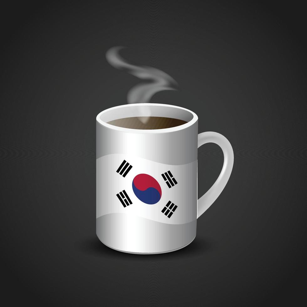 zuiden Korea vlag gedrukt Aan heet koffie kop vector