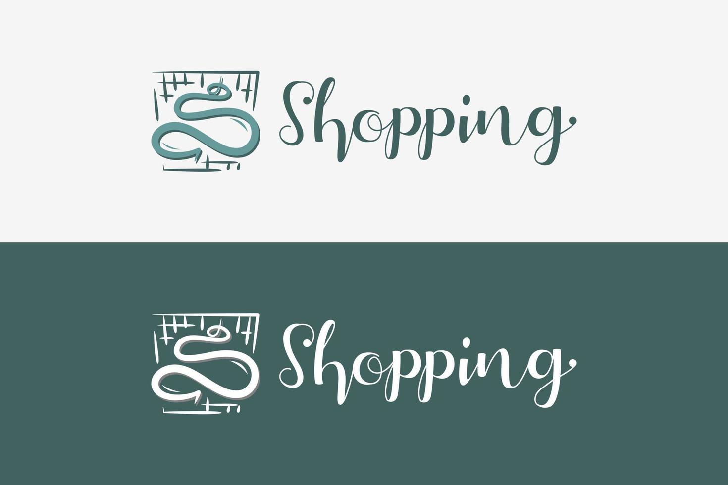 boodschappen doen icoon en logo ontwerp met brief s gecombineerd met hand- getrokken boodschappen doen kar vector