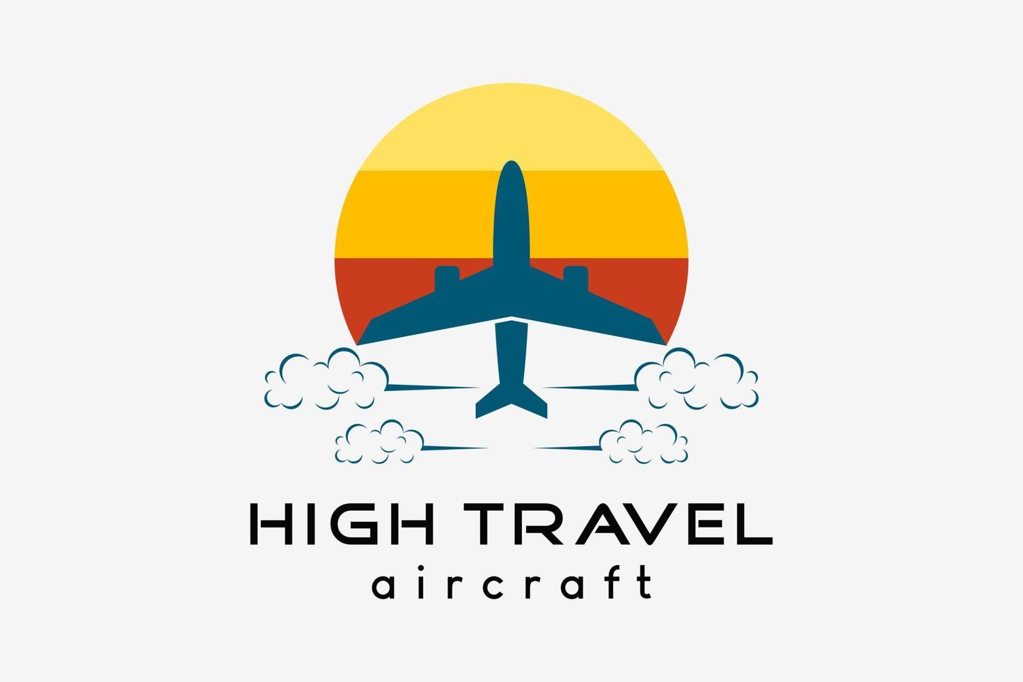 vliegtuig logo ontwerp, toerisme bedrijf reizen vector illustratie. vliegtuig icoon met zon of maan in creatief concept