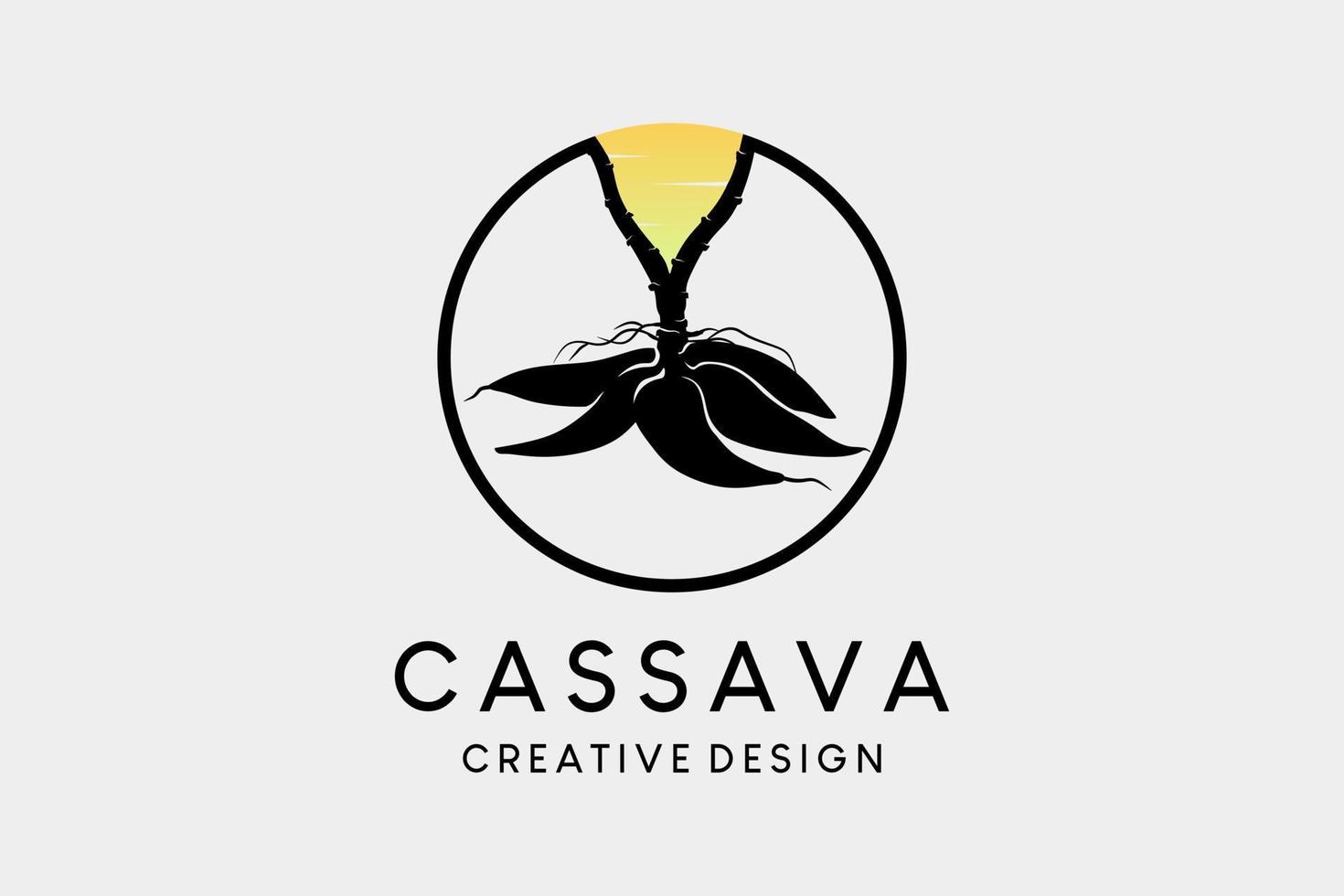 cassave logo ontwerp met silhouet in cirkel vector