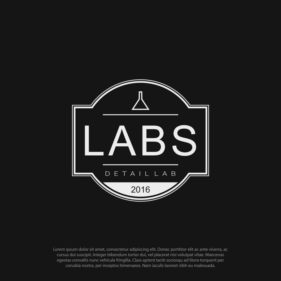 retro modern gemakkelijk insigne labs fles voor laboratoria, laboratorium of chemisch logo ontwerp vector