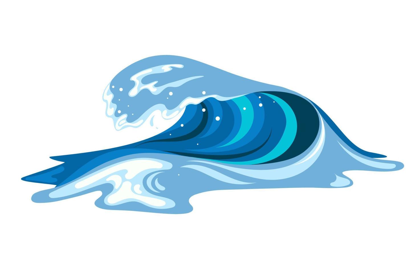 tsumani Golf in vlak tekenfilm stijl. groot blauw tropisch water plons met wit schuim. vector illustratie geïsoleerd in wit achtergrond