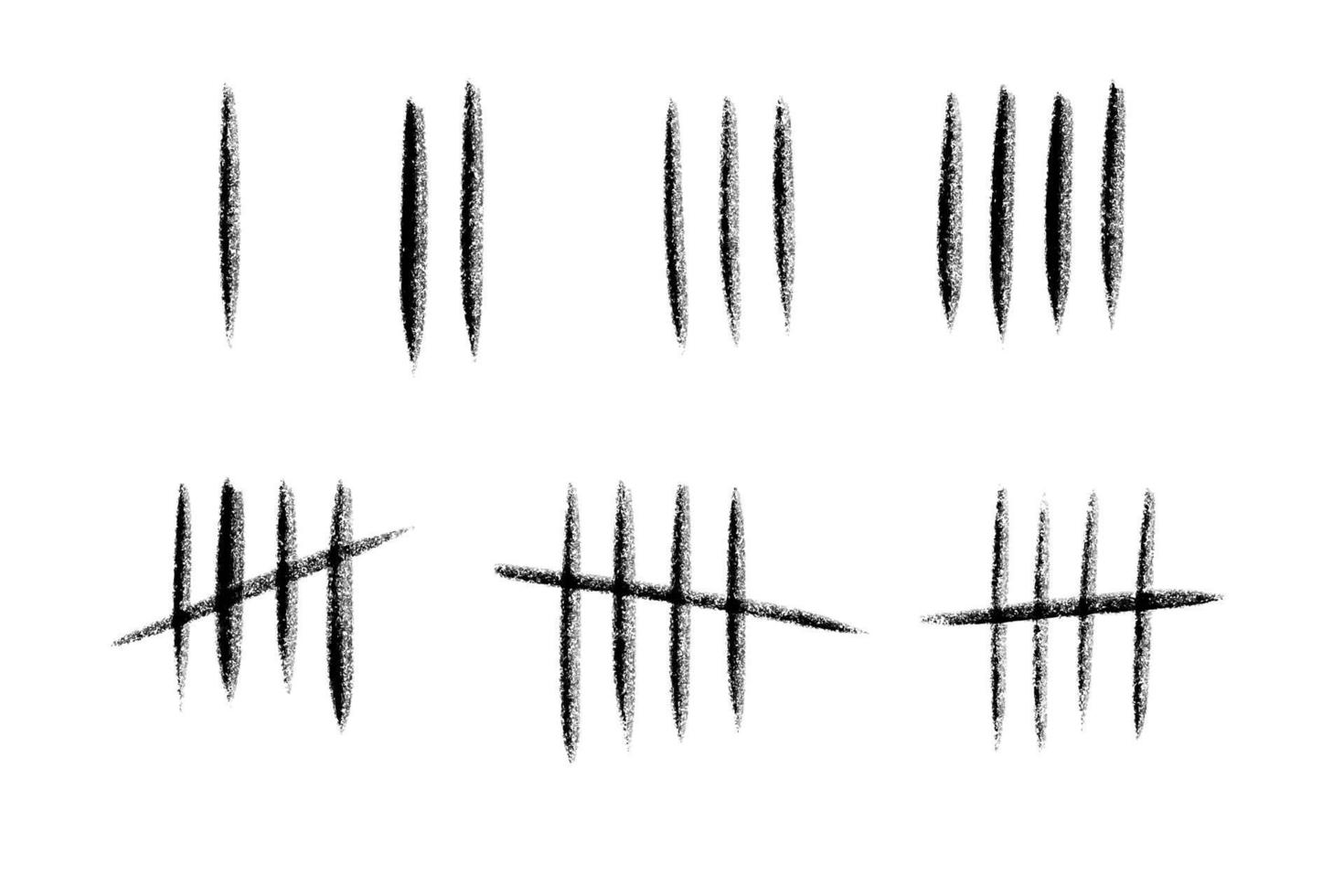 tally Mark aantal lijnen Aan de muur. hand- getrokken stokjes voor tellen tijd in gevangenis. vector illustratie ontwerp set.