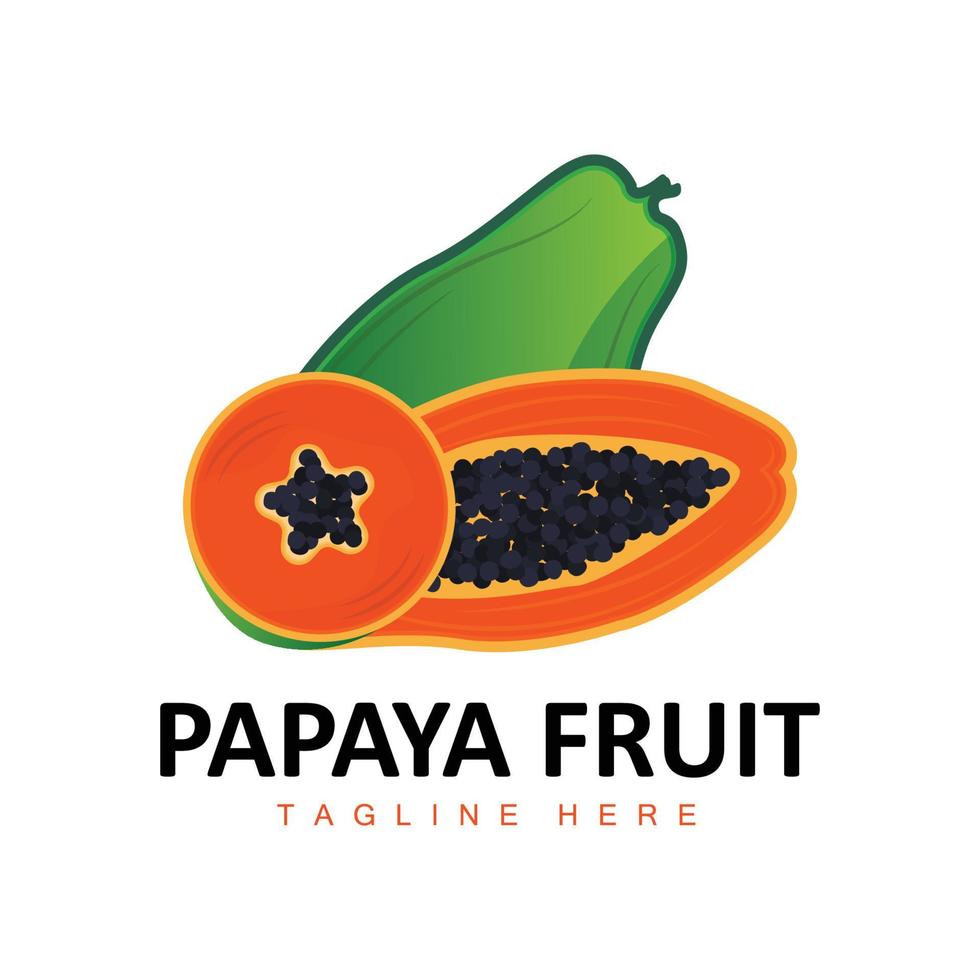 papaja logo ontwerp, vitamine fruit vector, fruit Product merk illustratie icoon vector