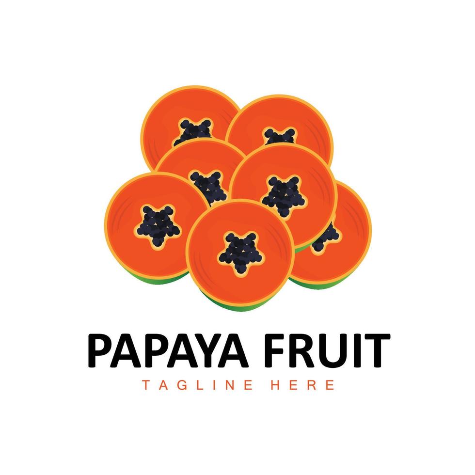 papaja logo ontwerp, vitamine fruit vector, fruit Product merk illustratie icoon vector