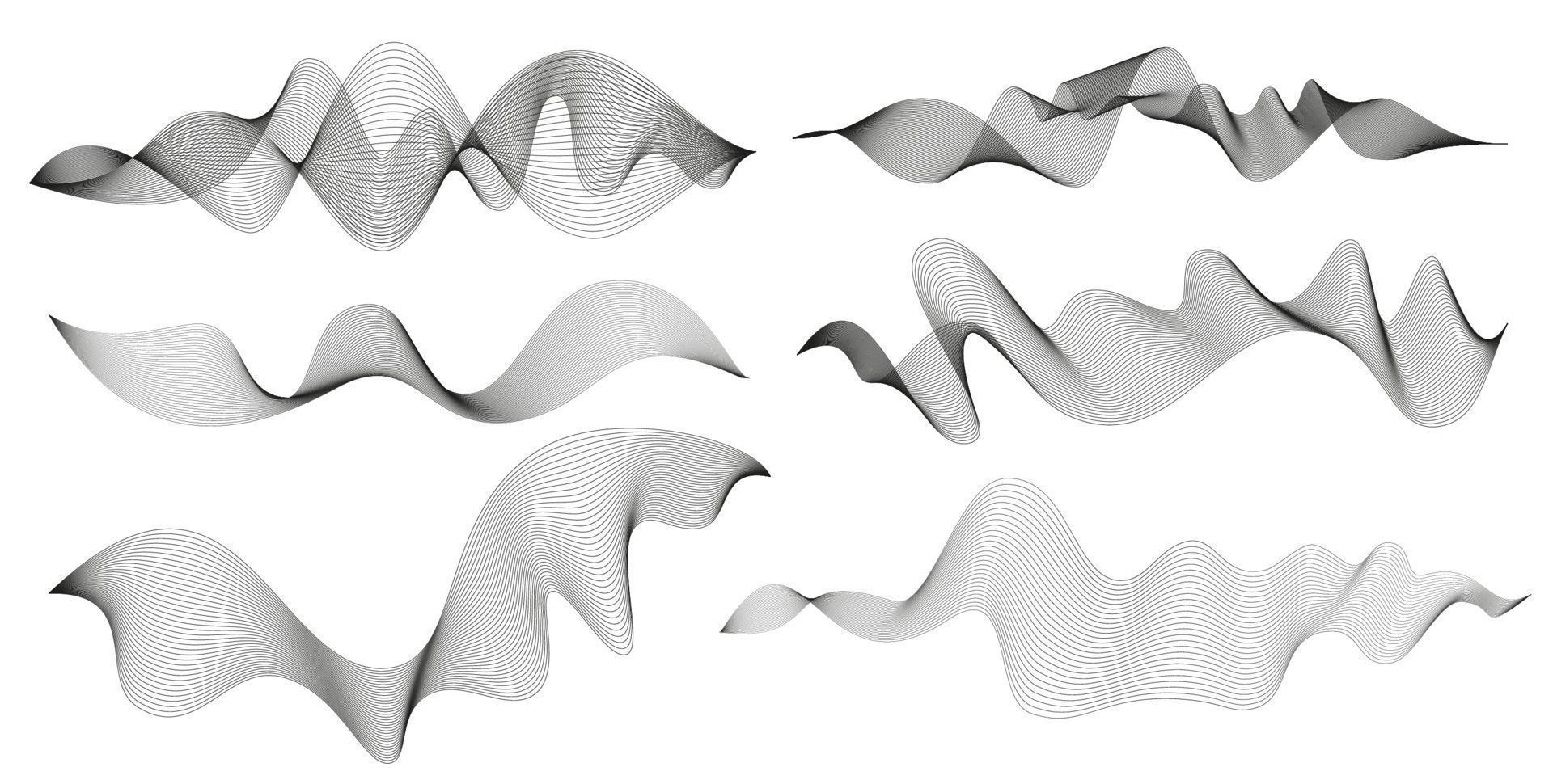 golvend abstract strepen. gebogen lijn vector elementen voor muziek- ontwerp. digitaal geluid gelijkmaker.