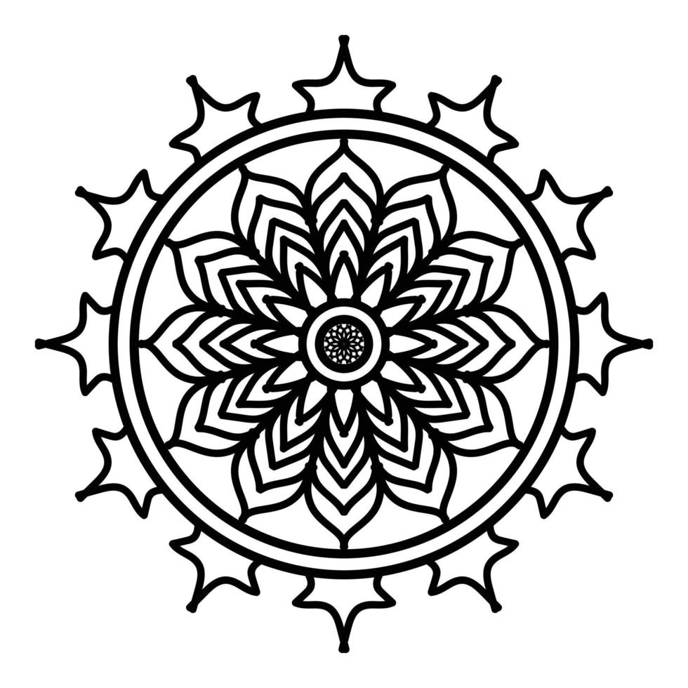 zwart mandala, luxe sier- mandala ontwerp achtergrond, mandala ontwerp, mandala, patroon kleur boek kunst behang ontwerp, tegel patroon, groet kaart, zwart en wit mandala vector