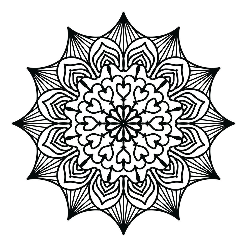 zwart mandala, luxe sier- mandala ontwerp achtergrond, mandala ontwerp, mandala, patroon kleur boek kunst behang ontwerp, tegel patroon, groet kaart, zwart en wit mandala vector