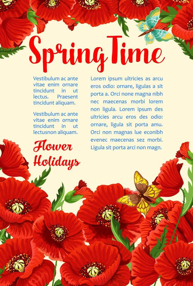 vector lente poster van papaver bloemen bundel