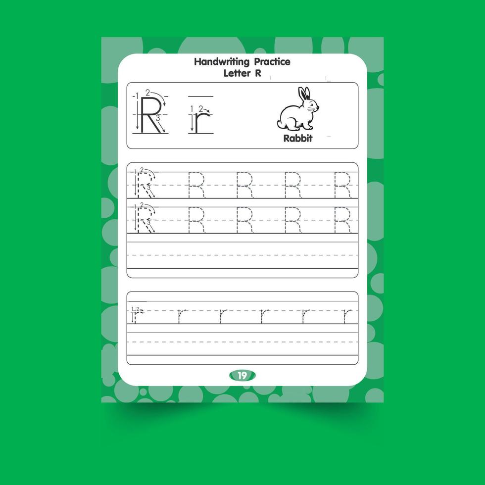 alfabet overtrekken werkblad met letter en woordenschat vector