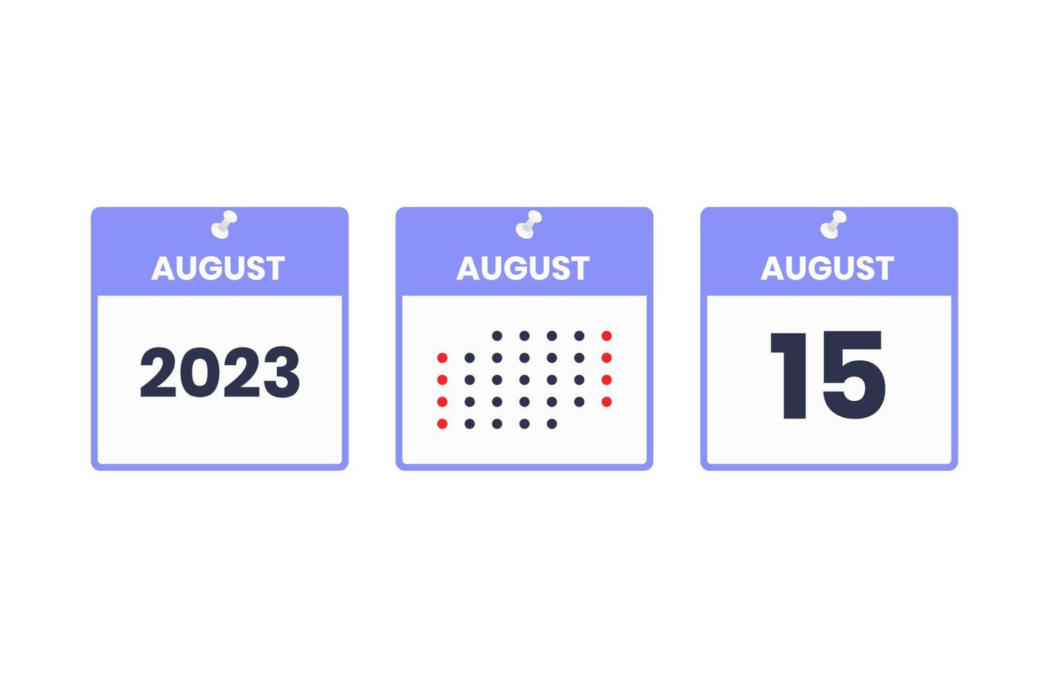 augustus 15 kalender ontwerp icoon. 2023 kalender schema, afspraak, belangrijk datum concept vector