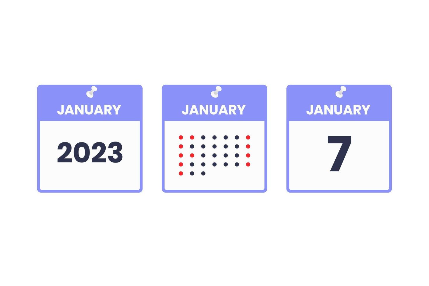 januari 7 kalender ontwerp icoon. 2023 kalender schema, afspraak, belangrijk datum concept vector