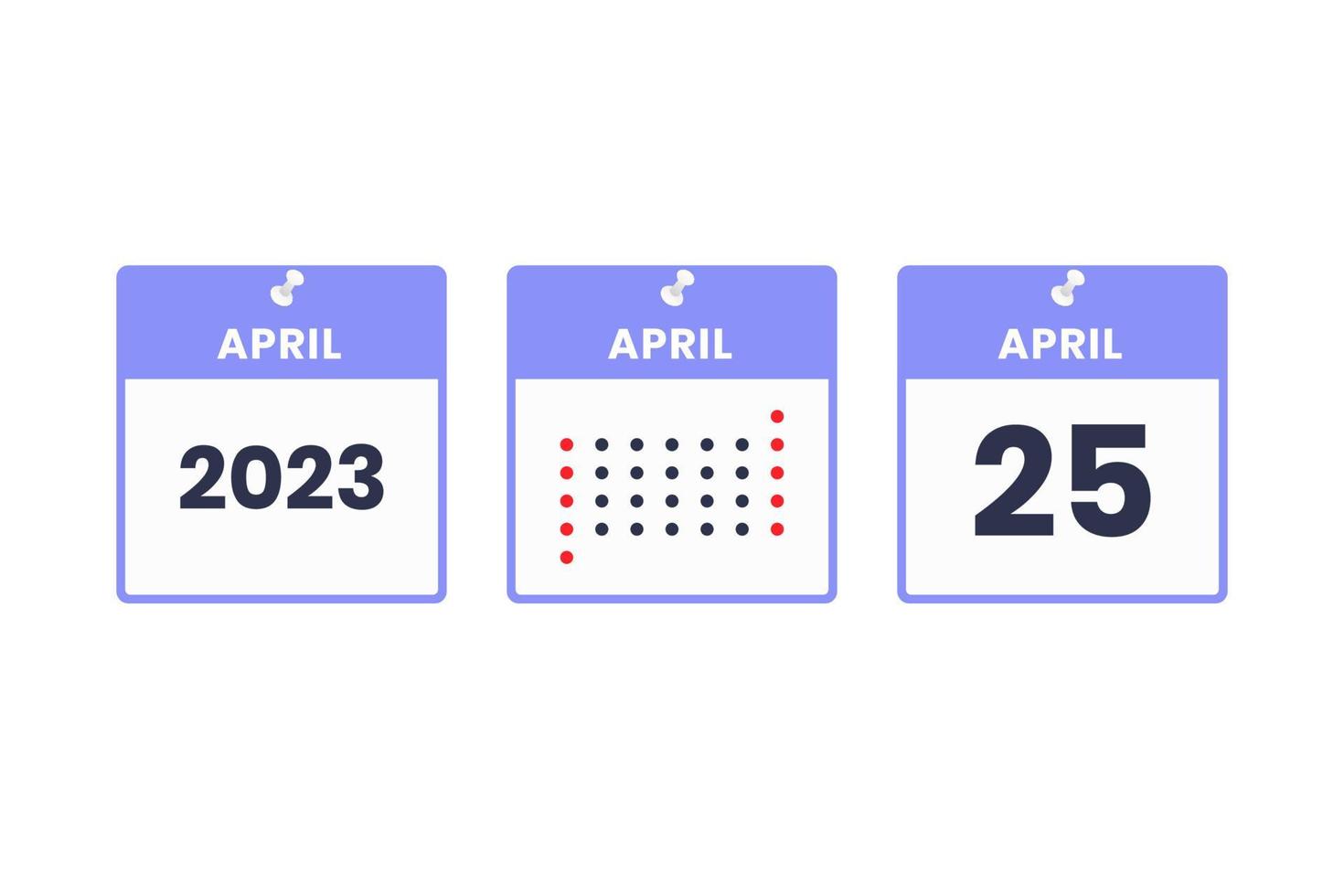 april 25 kalender ontwerp icoon. 2023 kalender schema, afspraak, belangrijk datum concept vector