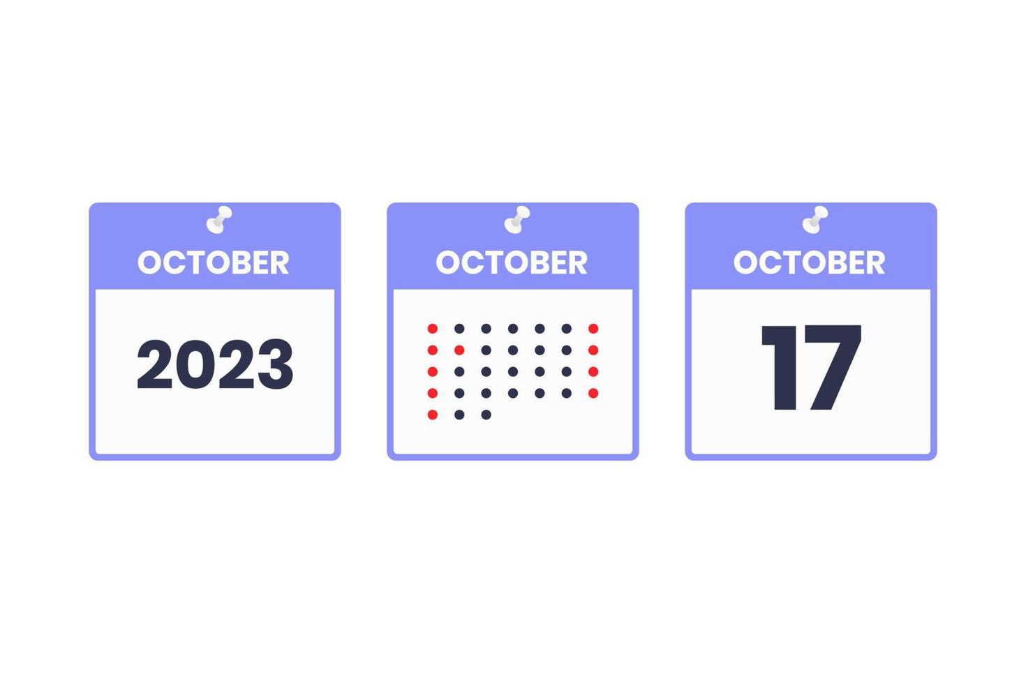 oktober 17 kalender ontwerp icoon. 2023 kalender schema, afspraak, belangrijk datum concept vector