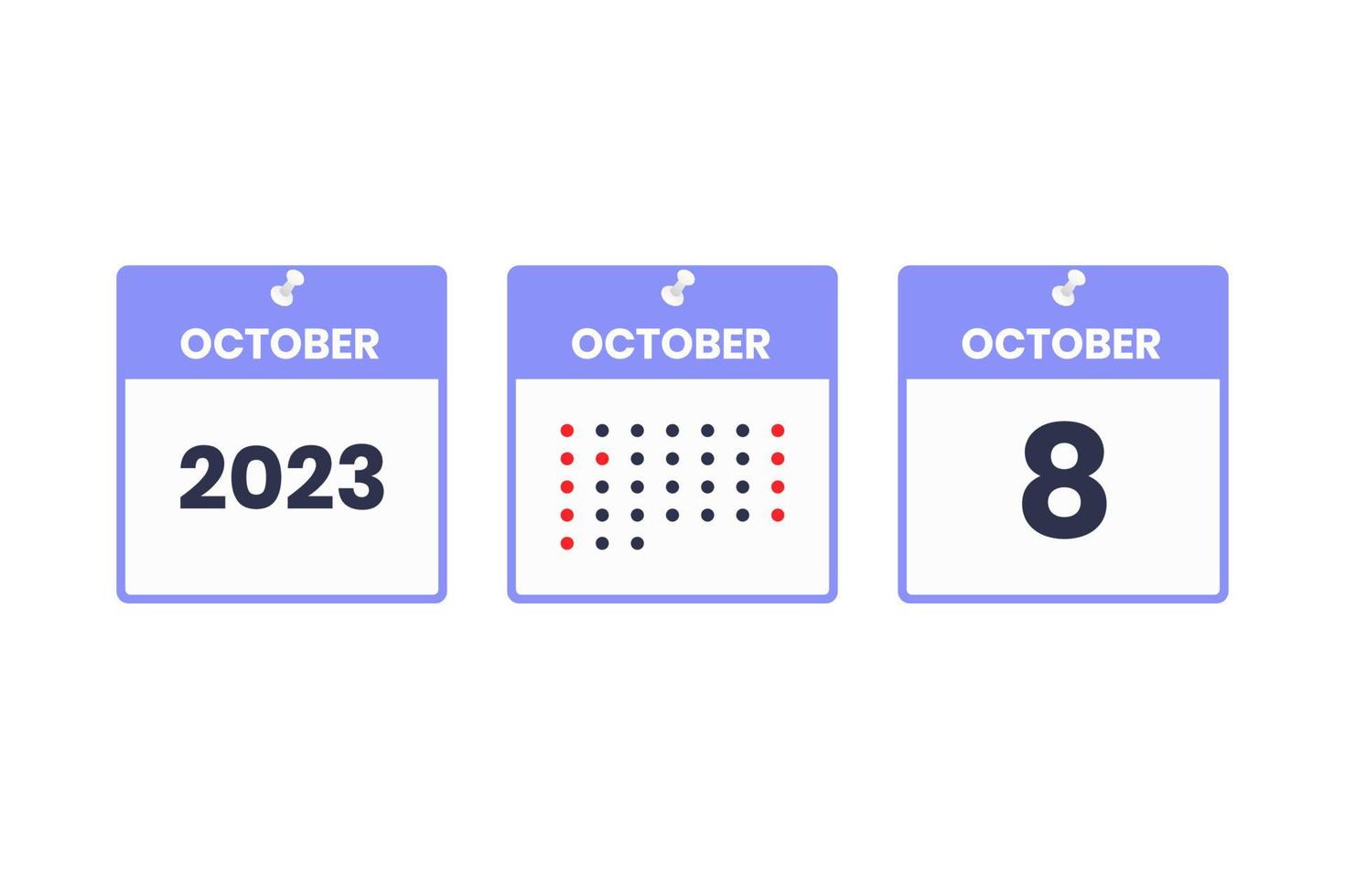 oktober 8 kalender ontwerp icoon. 2023 kalender schema, afspraak, belangrijk datum concept vector