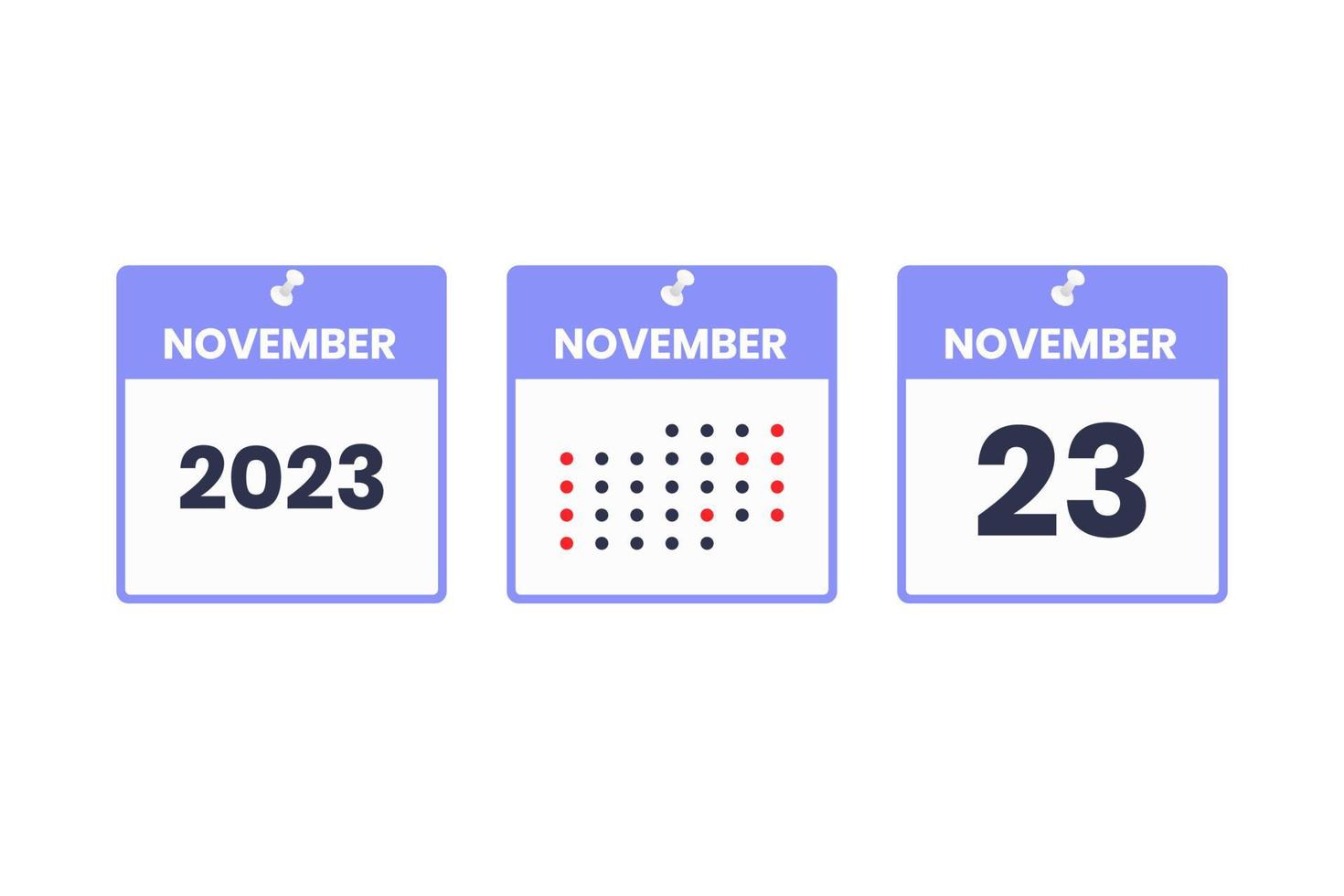 november 23 kalender ontwerp icoon. 2023 kalender schema, afspraak, belangrijk datum concept vector