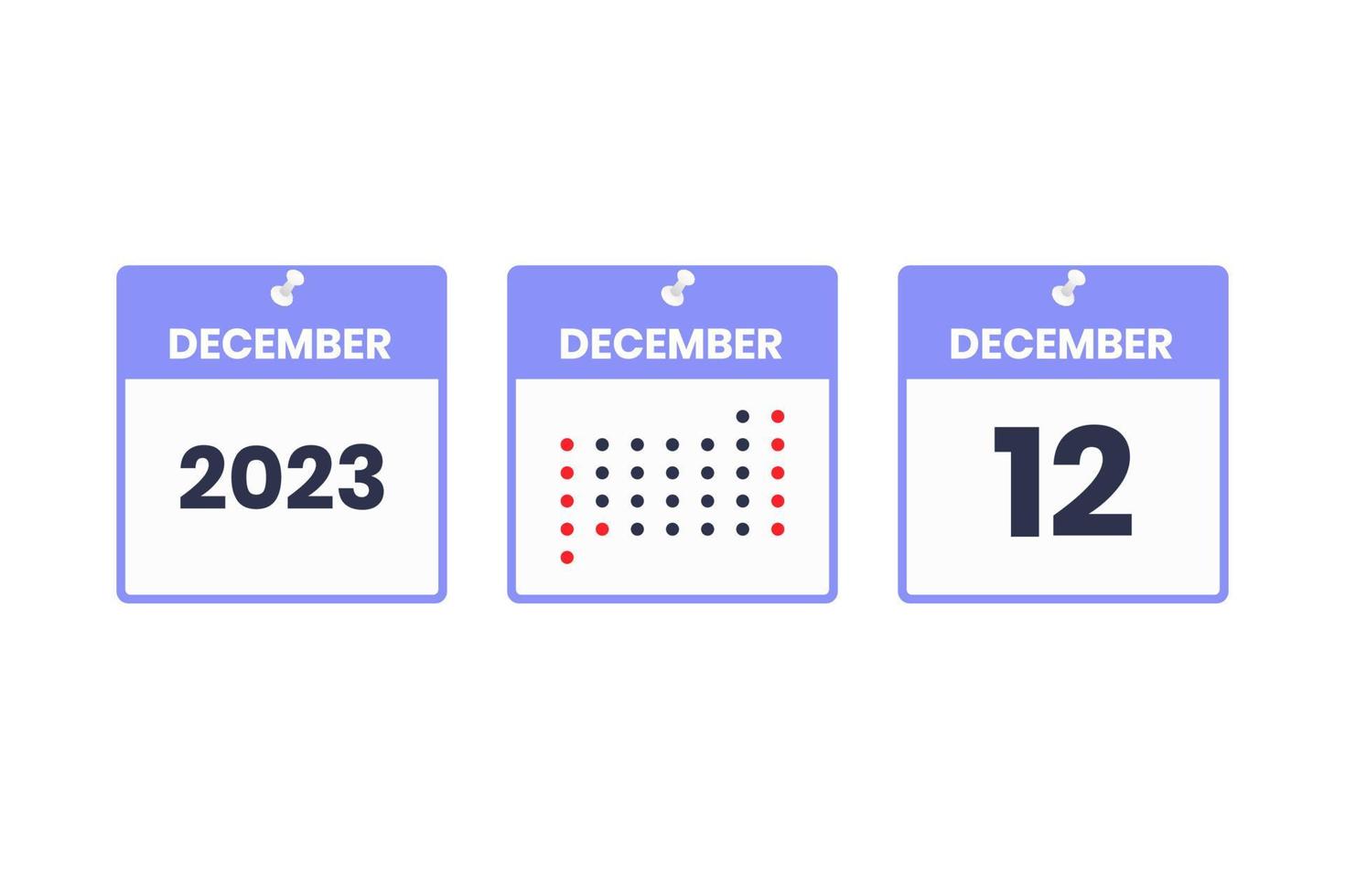 december 12 kalender ontwerp icoon. 2023 kalender schema, afspraak, belangrijk datum concept vector
