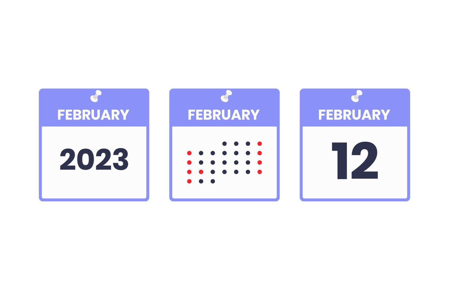 februari 12 kalender ontwerp icoon. 2023 kalender schema, afspraak, belangrijk datum concept vector