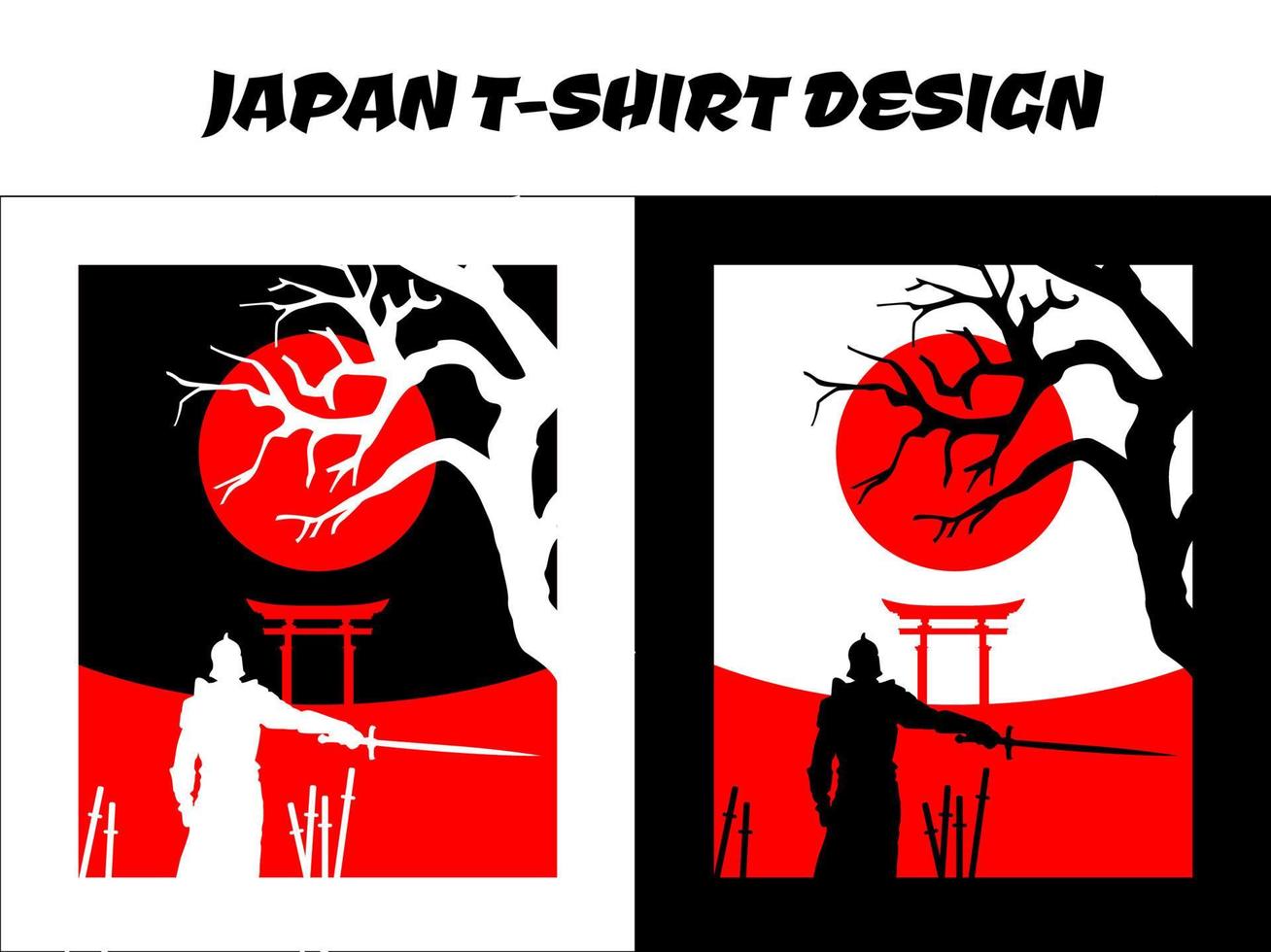 silhouet van een krijger met zwaard, silhouet Japan krijger vector voor ontwerp t overhemd concept, silhouet strijder, Japans t-shirt ontwerp, silhouet voor een Japans thema