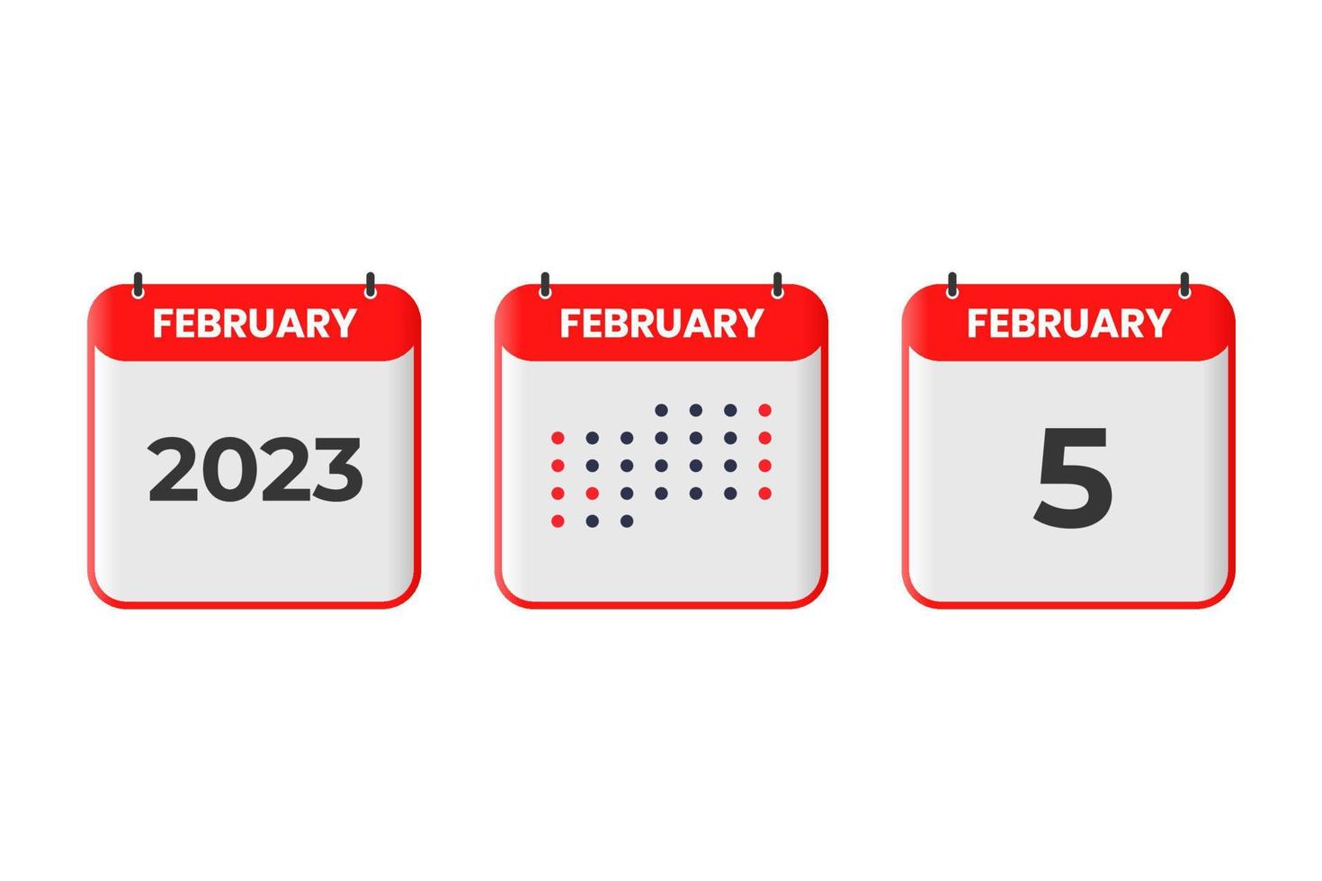 februari 5 kalender ontwerp icoon. 2023 kalender schema, afspraak, belangrijk datum concept vector