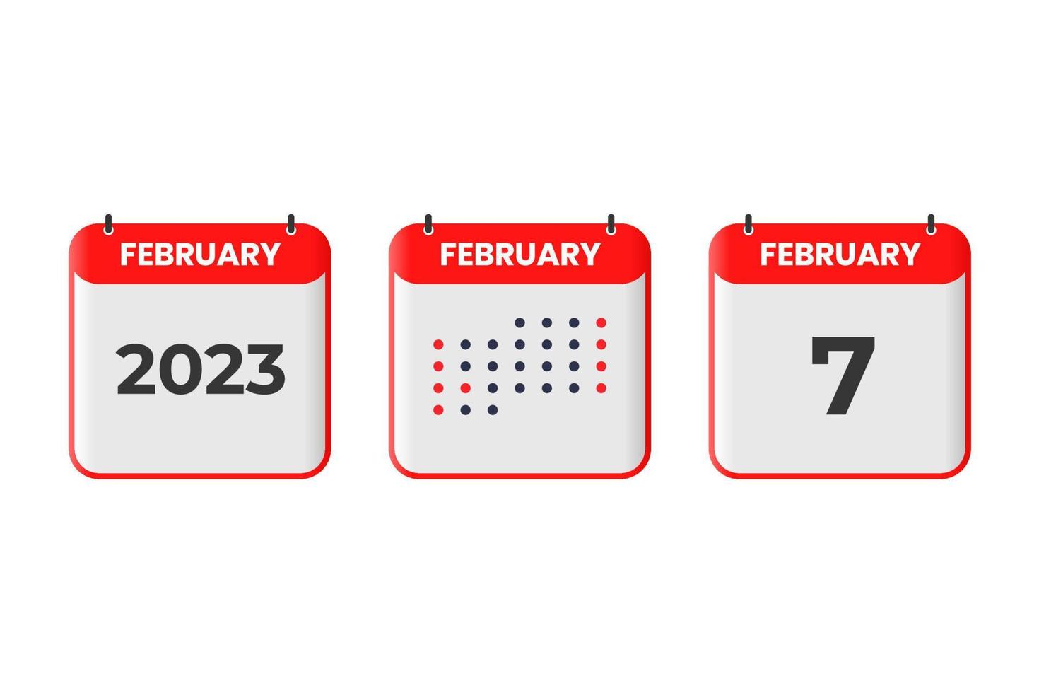 februari 7 kalender ontwerp icoon. 2023 kalender schema, afspraak, belangrijk datum concept vector