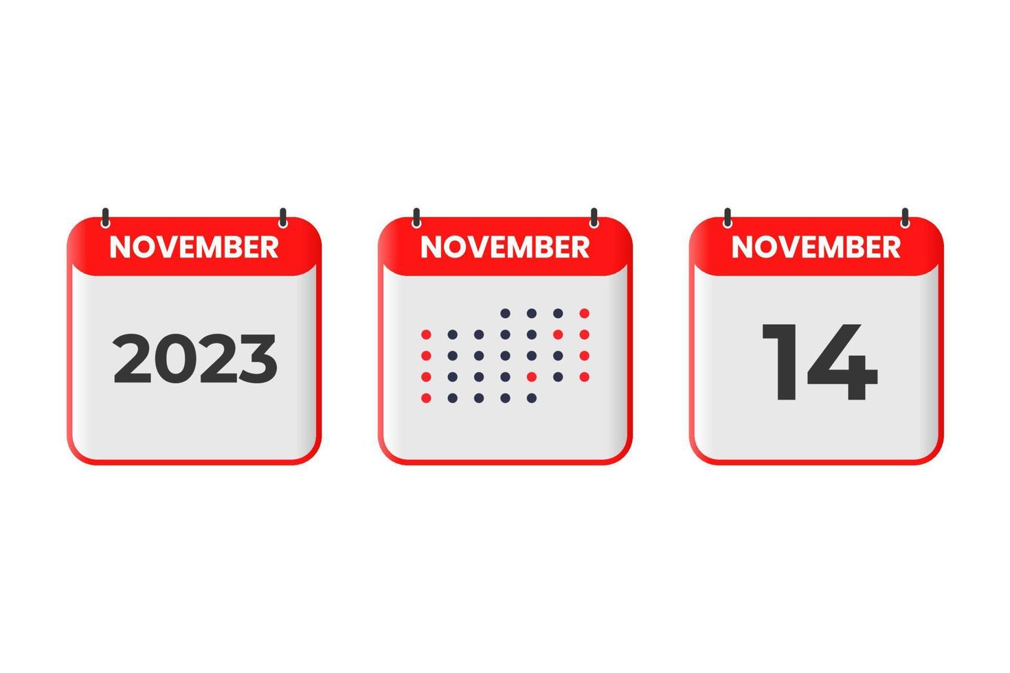 november 14 kalender ontwerp icoon. 2023 kalender schema, afspraak, belangrijk datum concept vector