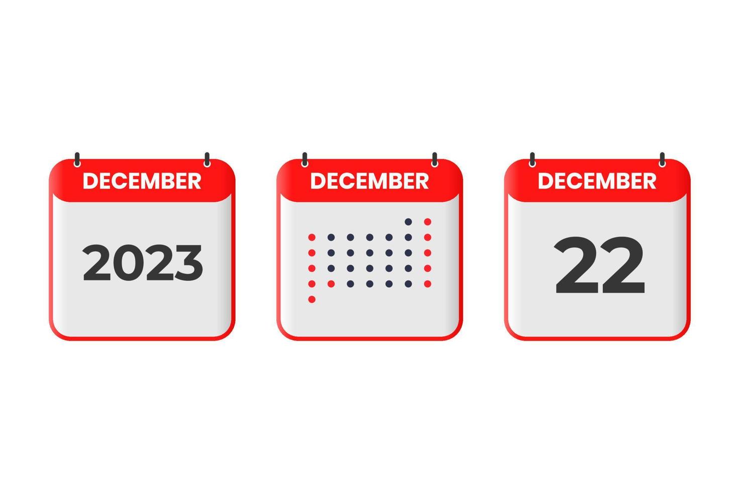 december 22 kalender ontwerp icoon. 2023 kalender schema, afspraak, belangrijk datum concept vector