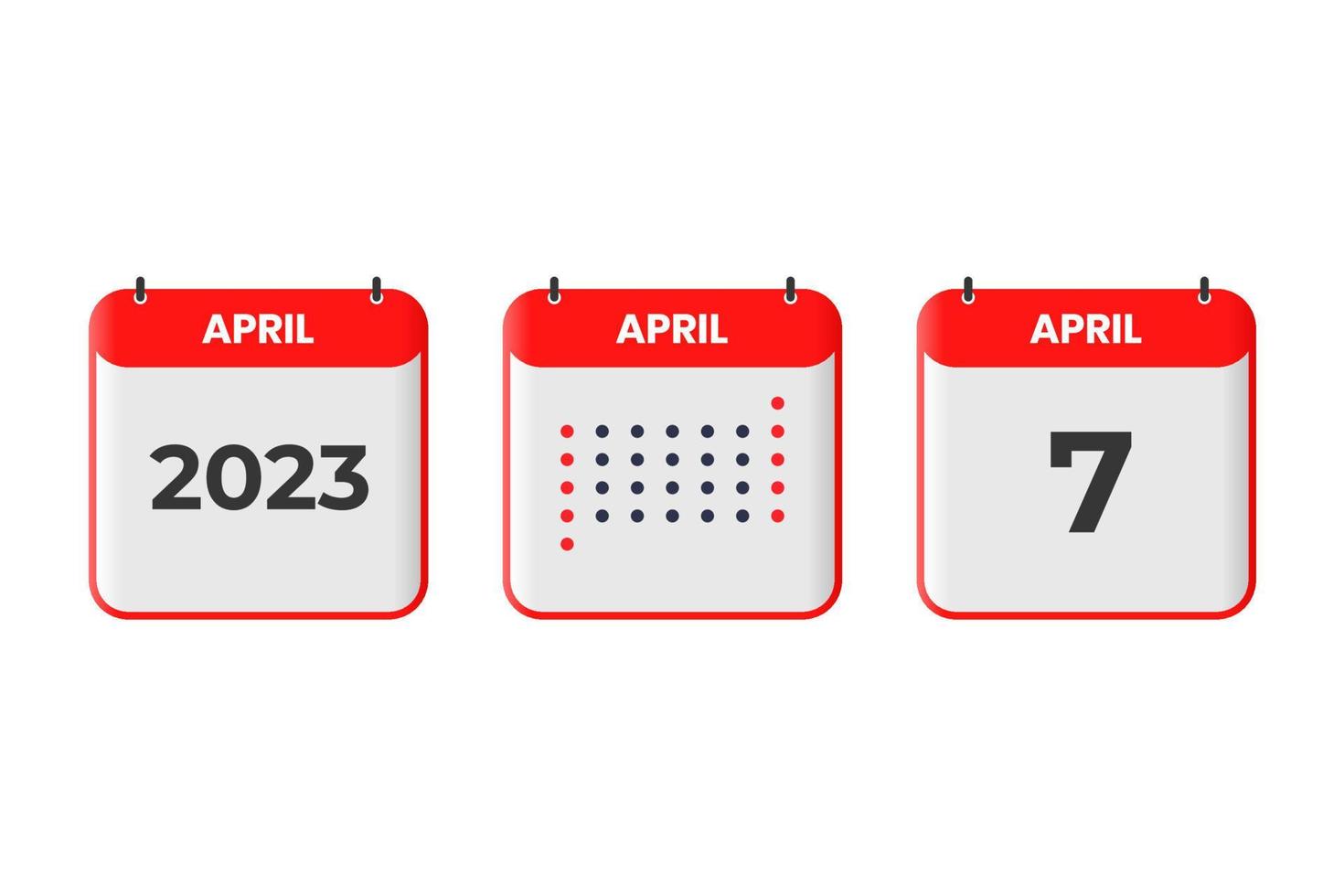 april 7 kalender ontwerp icoon. 2023 kalender schema, afspraak, belangrijk datum concept vector