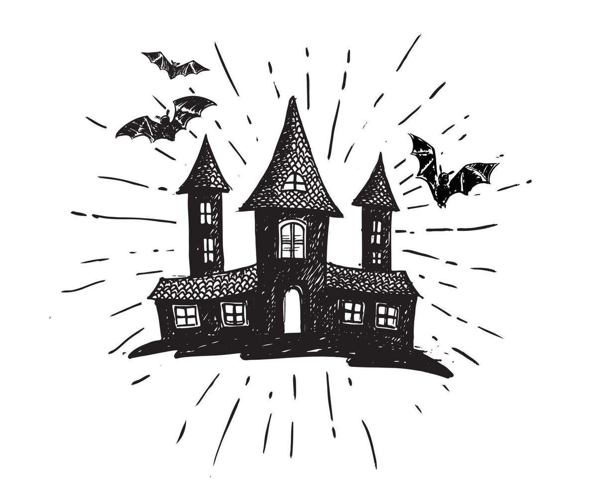 halloween, oud huis. hand- getrokken illustratie. vector