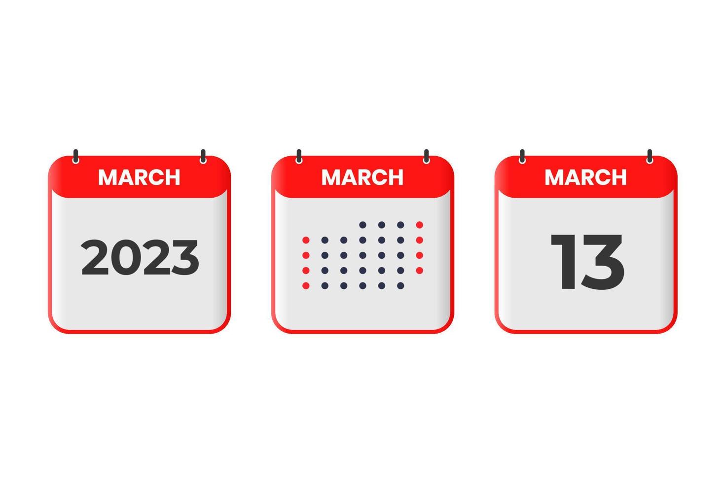 maart 13 kalender ontwerp icoon. 2023 kalender schema, afspraak, belangrijk datum concept vector